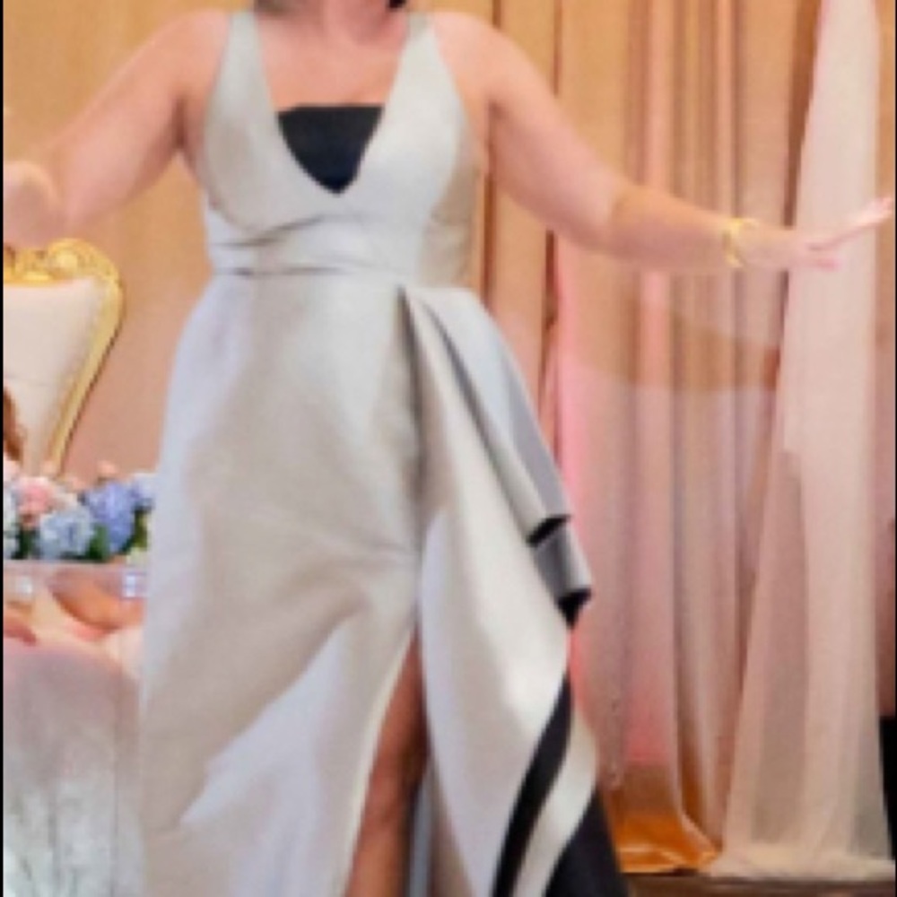 Halston champagne black gown